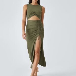 HALARA Olive Green Maxi Dress